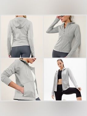 Athleta Unstoppable Fleece Lined Full Zip Jacket Gray Heather Small